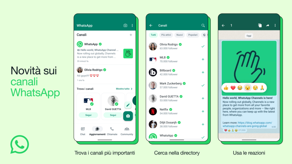 Novità sui canali WhatsApp