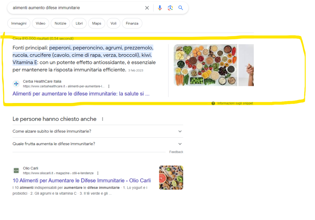Le risposte in evidenza di Google